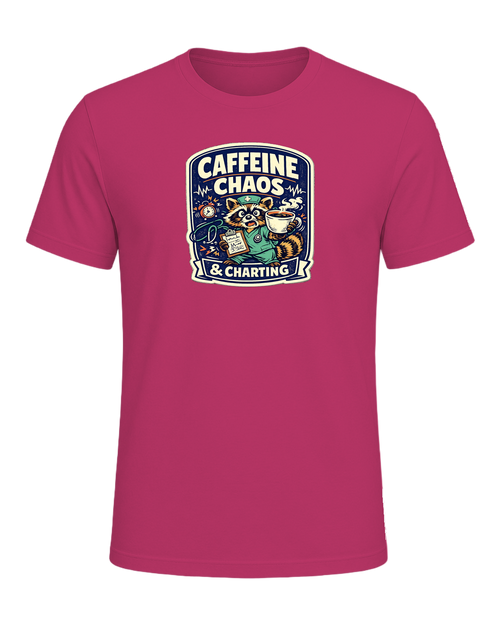 Caffeine Chaos & Charting Tee — Berry