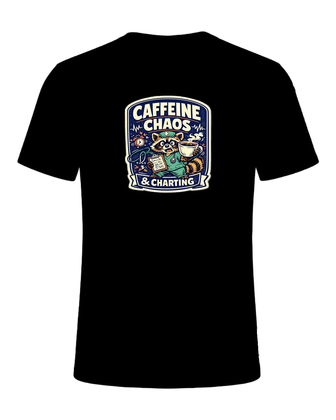 Caffeine Chaos & Charting Tee — Black