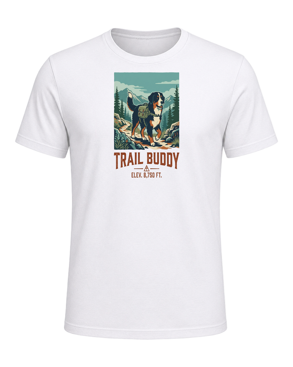 Bernese Mountain Dog Hiking — White