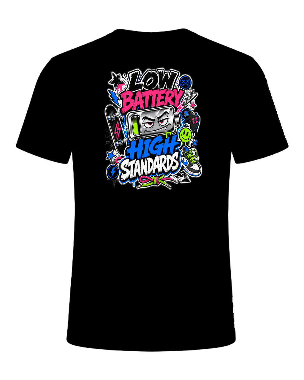 LOW BATTERY HIGH STANDARDS — Black