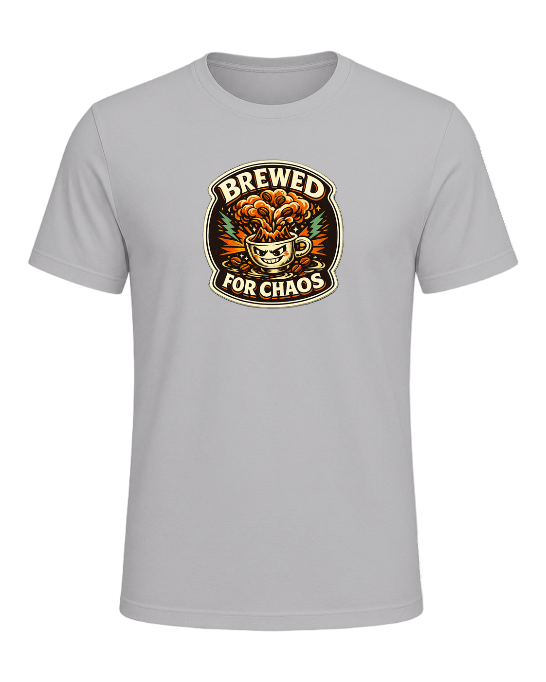A bold retro coffee badge tee for anyone who is fully brewed for chaos. — Athletic Heather