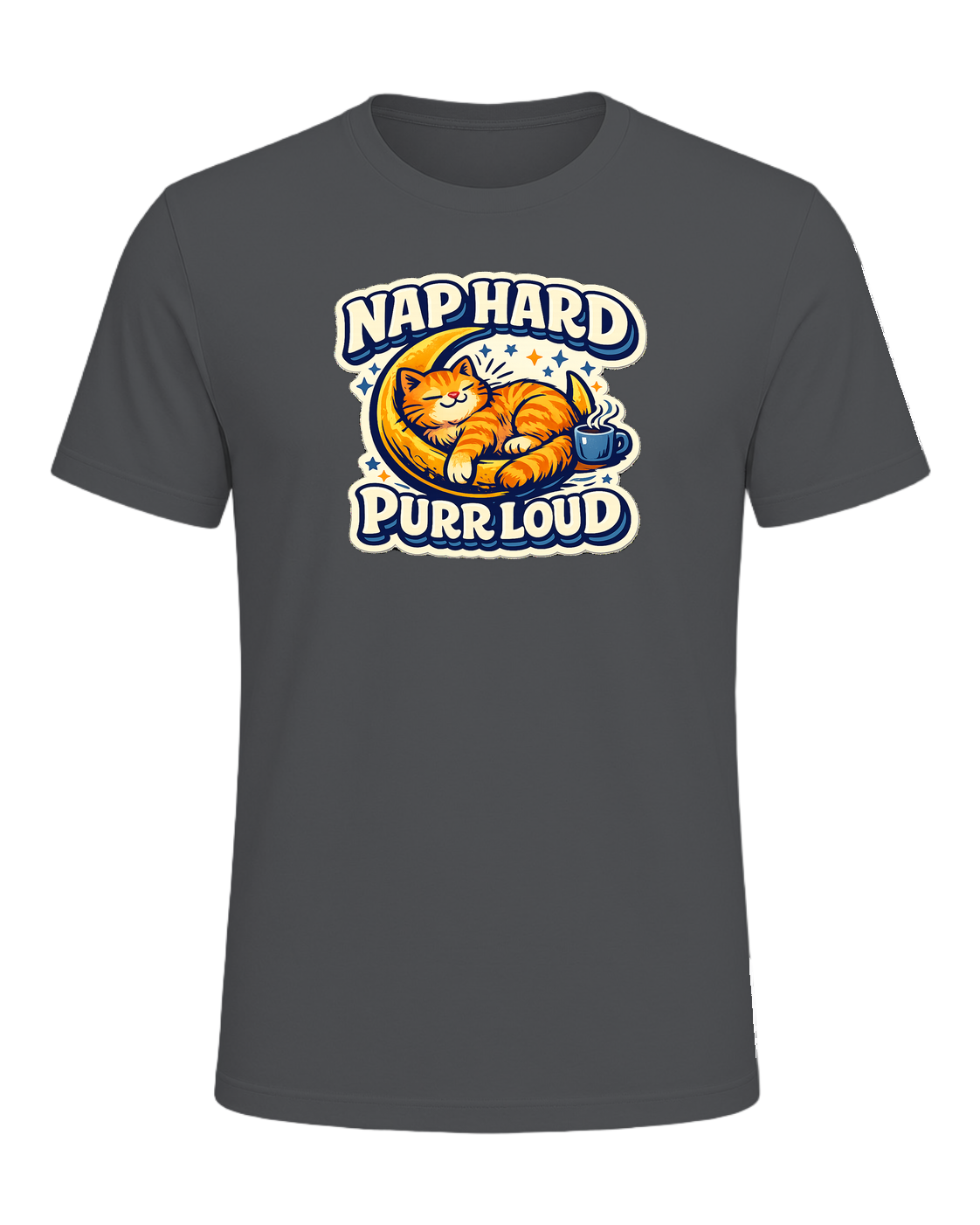 Nap Hard, Purr Loud Tee — Asphalt