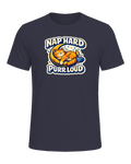 Nap Hard, Purr Loud Tee — Heather Midnight Navy