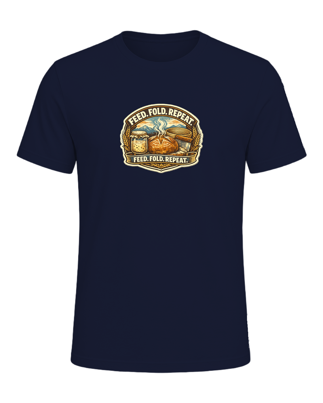 Feed. Fold. Repeat. Tee — Navy