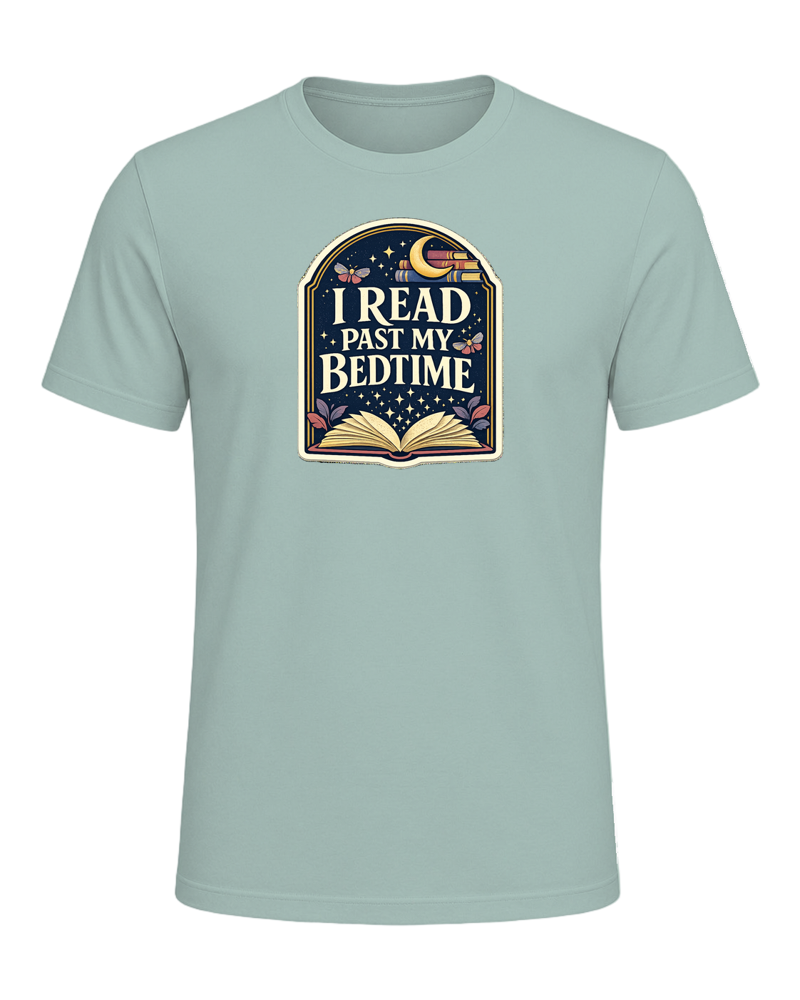 I Read Past My Bedtime Tee — Dusty Blue