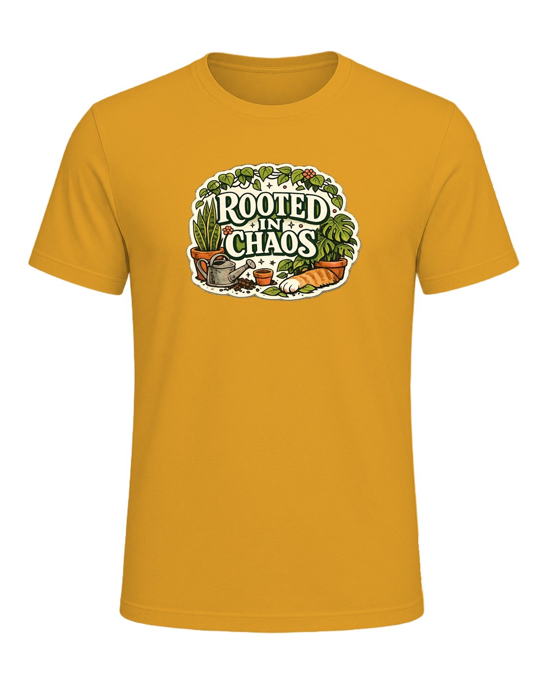 A cozy vintage plant mom tee for anyone beautifully rooted in houseplant chaos. — Mustard