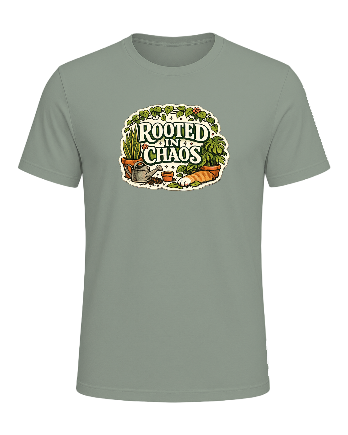 A cozy vintage plant mom tee for anyone beautifully rooted in houseplant chaos. — Sage