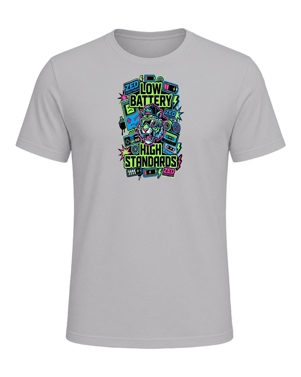 LOW BATTERY HIGH STANDARDS — Athletic Heather