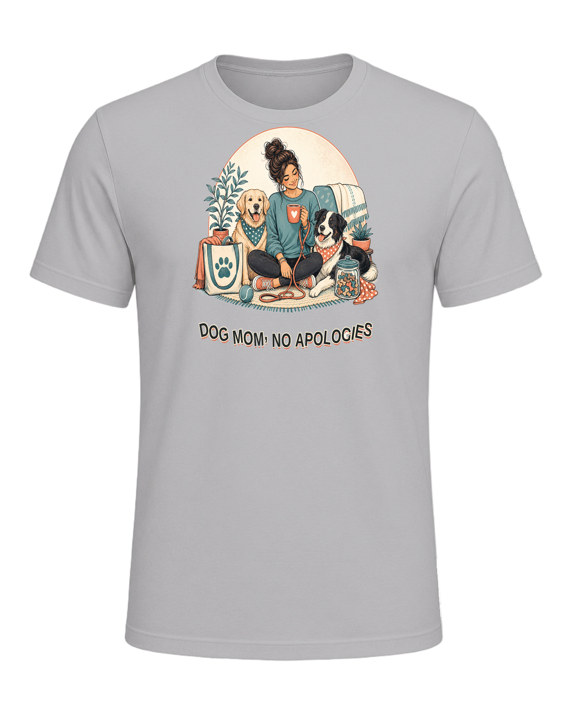 DOG MOM, NO APOLOGIES — Athletic Heather