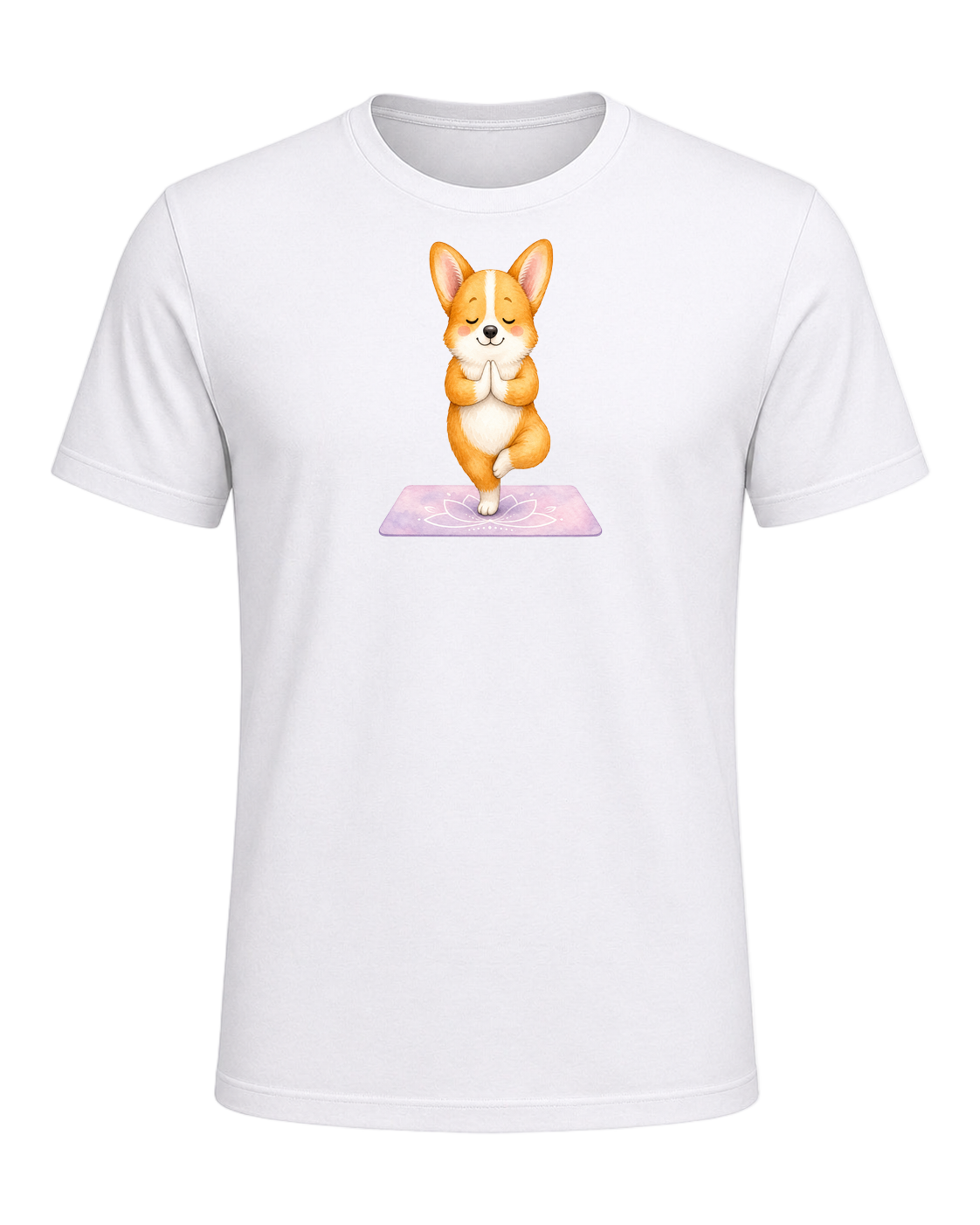 Corgi + Yoga — White