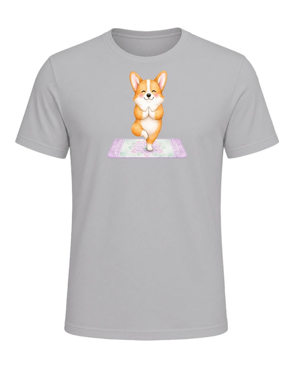 Corgi + Yoga — Athletic Heather
