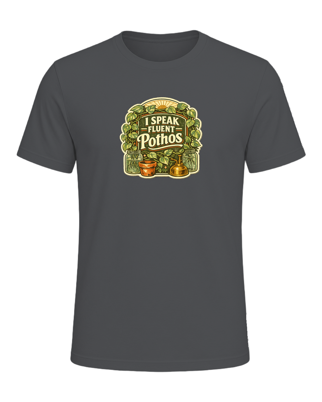 I Speak Fluent Pothos Tee — Asphalt