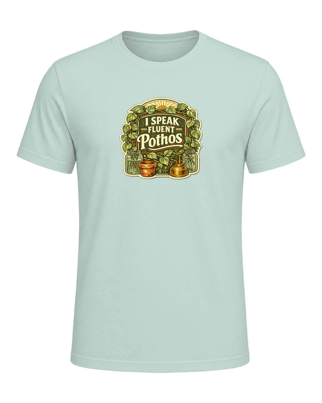 I Speak Fluent Pothos Tee — Heather Prism Mint