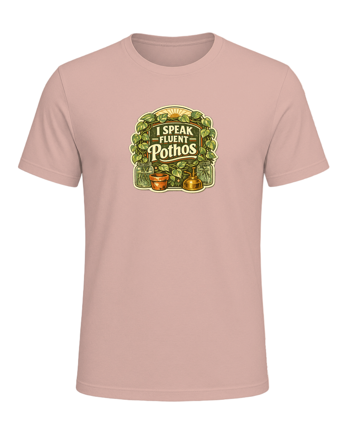 I Speak Fluent Pothos Tee — Heather Prism Peach