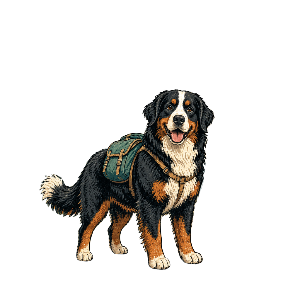 Bernese Mountain Dog Hiking