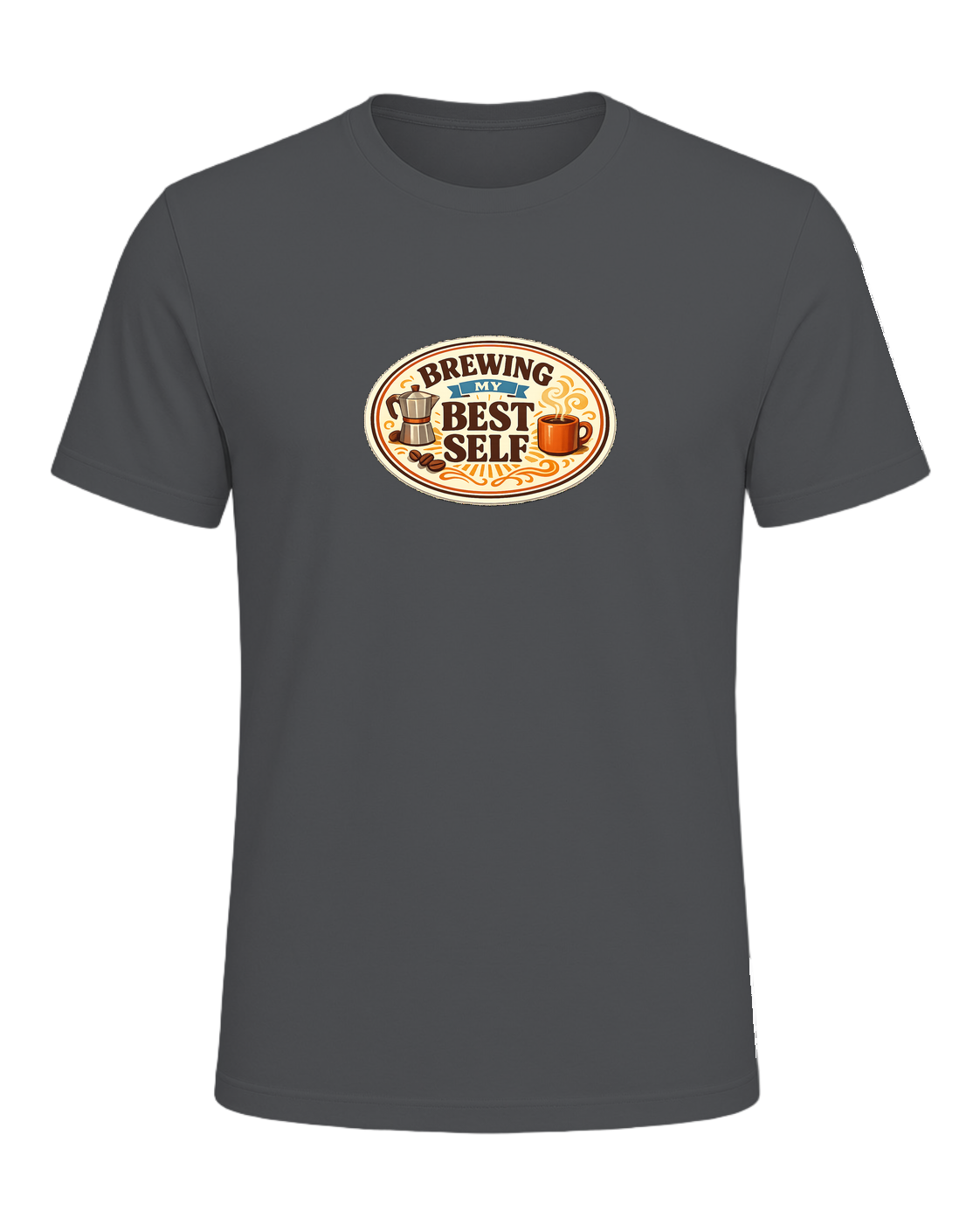 Brewing My Best Self Tee — Asphalt