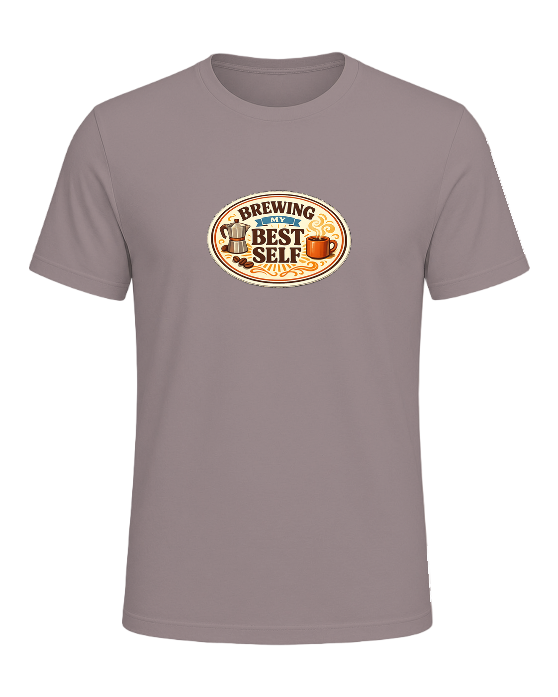Brewing My Best Self Tee — Pebble Brown