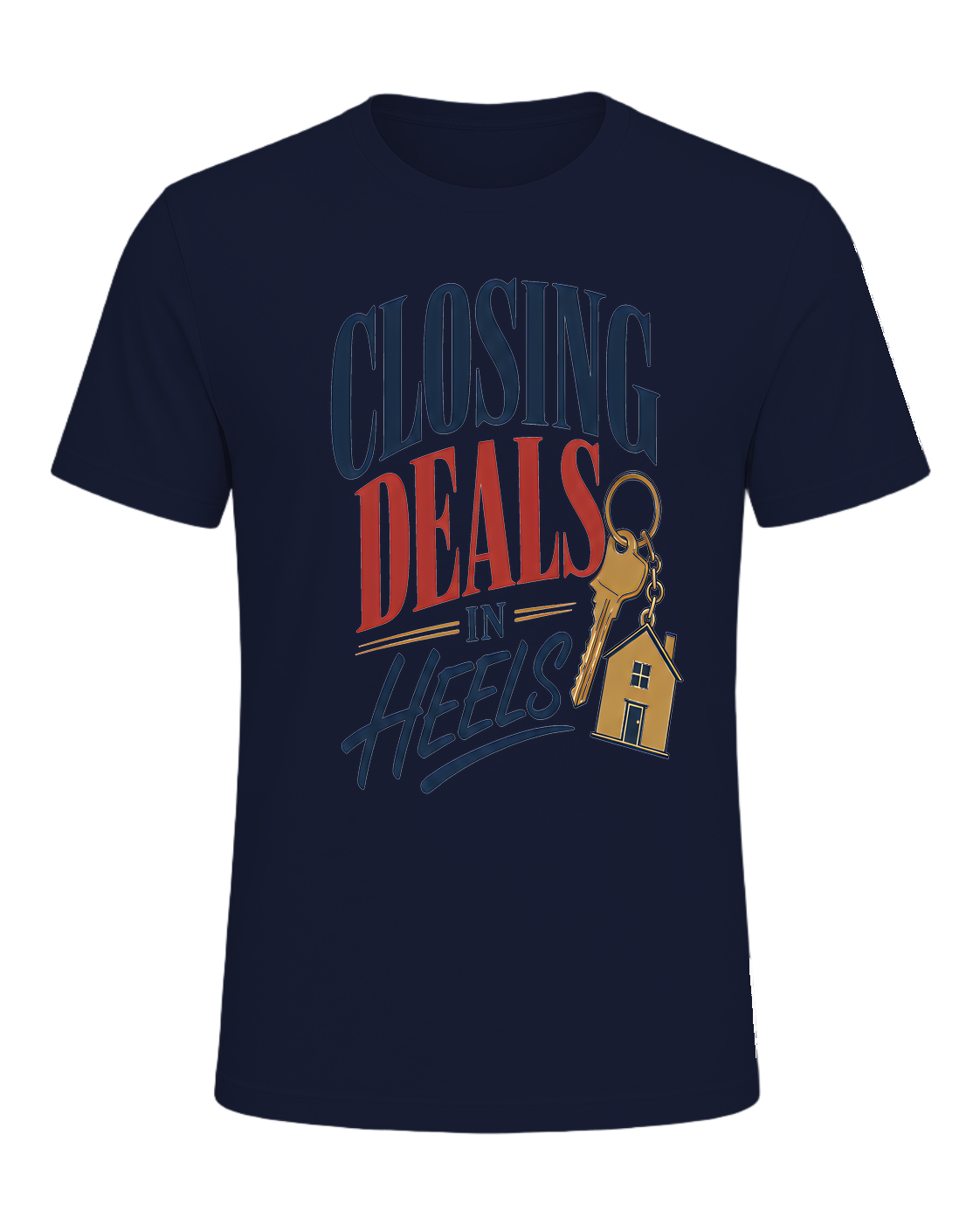 CLOSING DEALS IN HEELS — Navy