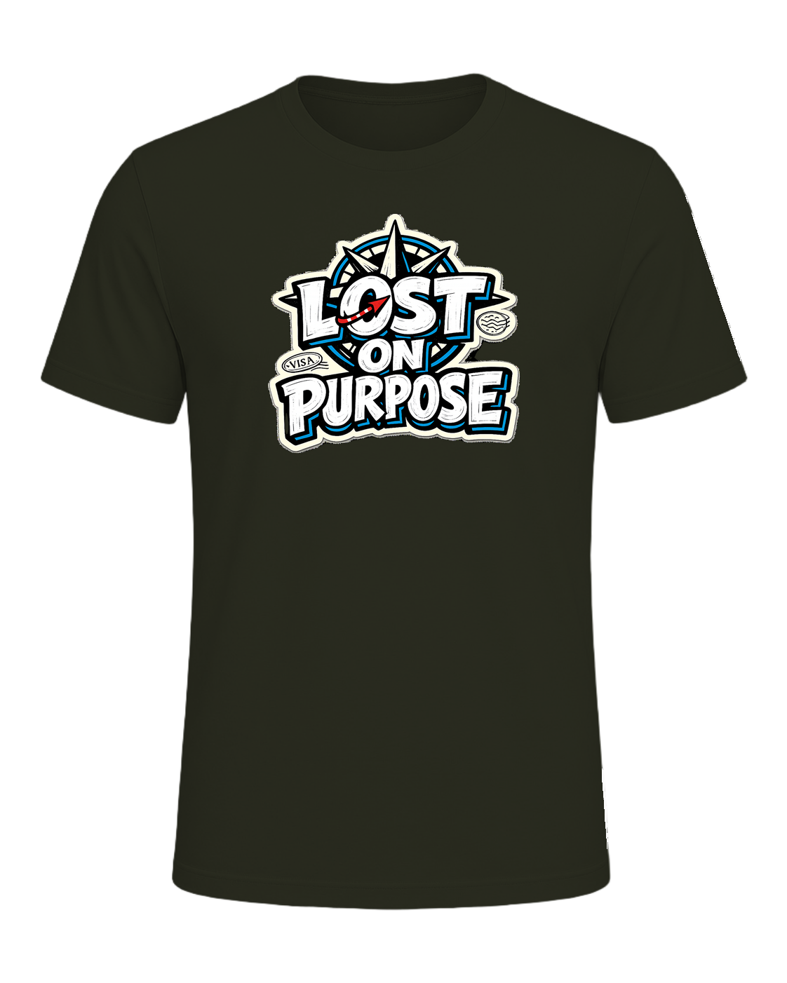 A loud travel tee for wanderers who treat detours like the destination. — Dark Olive