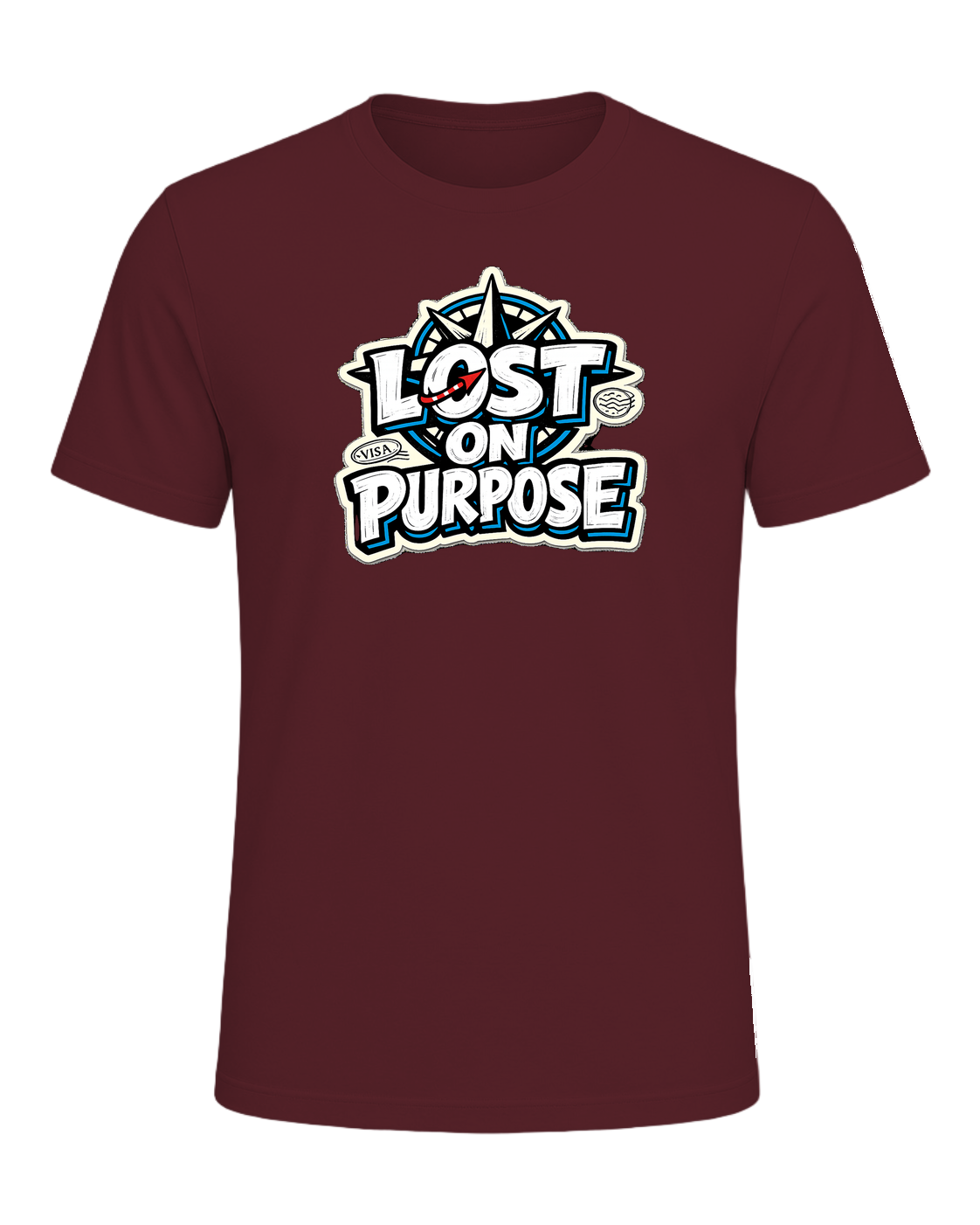 A loud travel tee for wanderers who treat detours like the destination. — Maroon