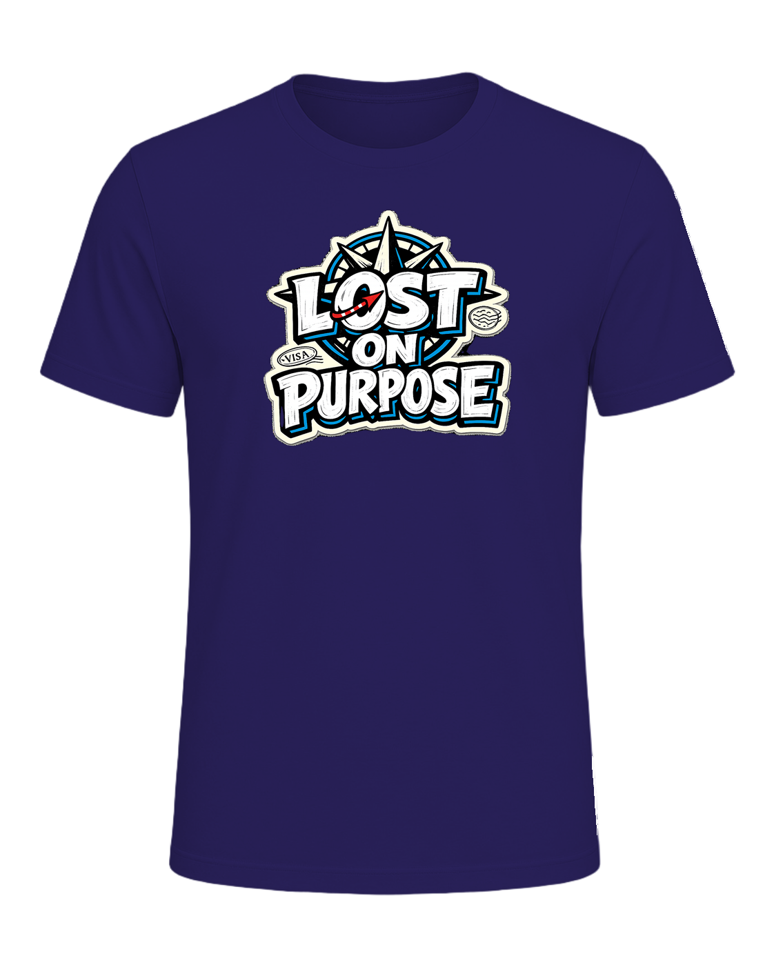 A loud travel tee for wanderers who treat detours like the destination. — Team Navy