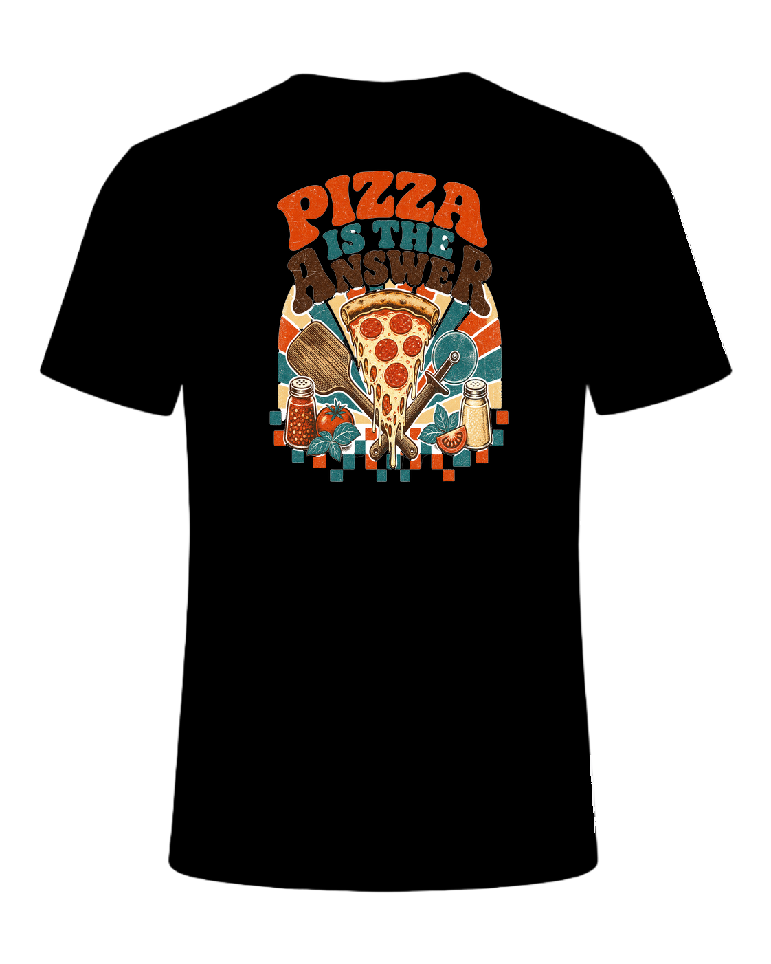 PIZZA IS THE ANSWER — Black