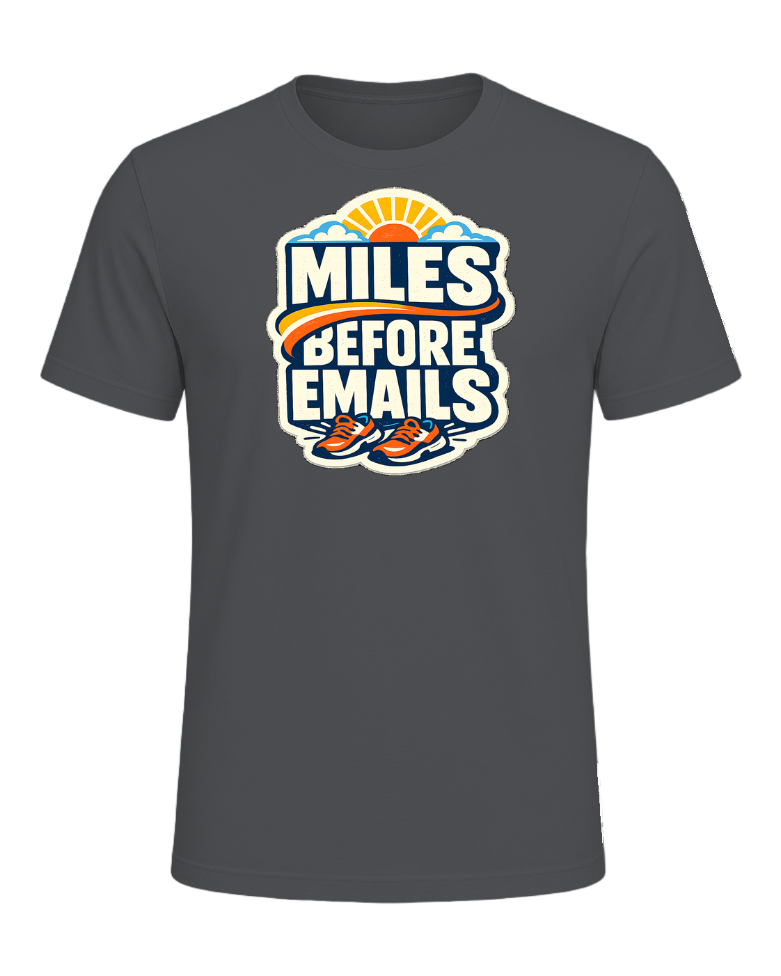Miles Before Emails Tee — Asphalt