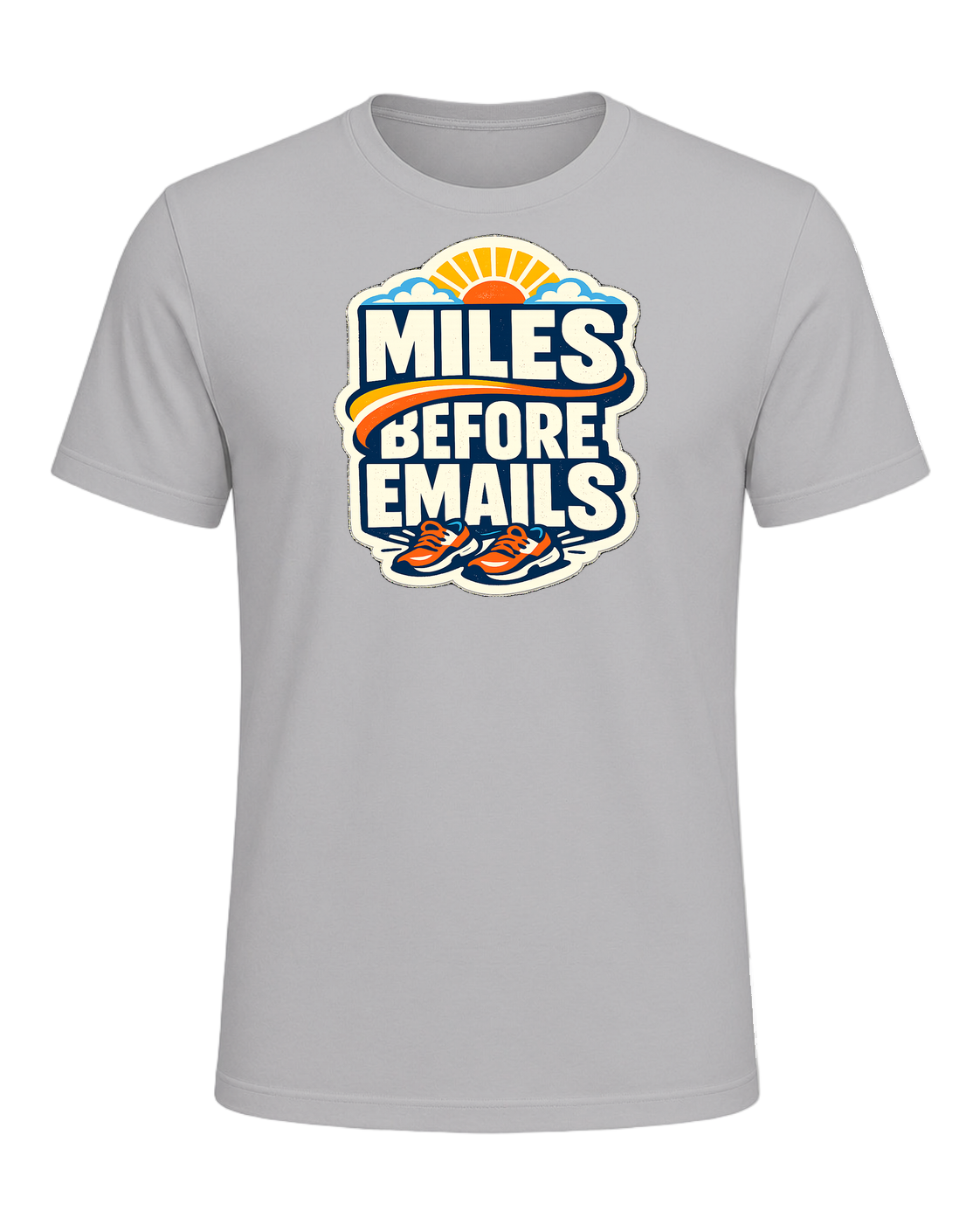 Miles Before Emails Tee — Athletic Heather