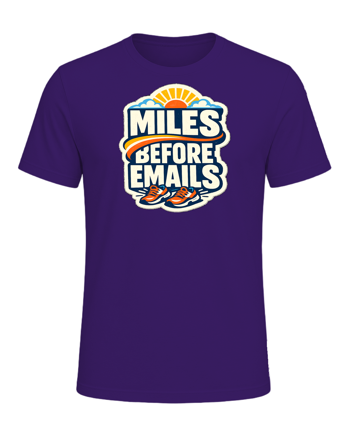Miles Before Emails Tee — Team Purple