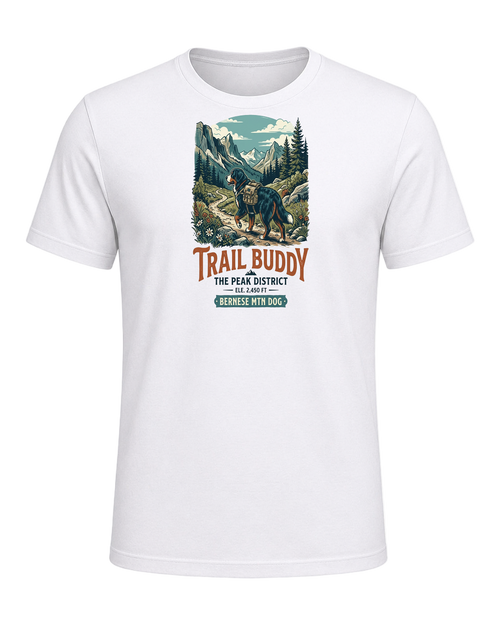 Bernese Mountain Dog Hiking — White