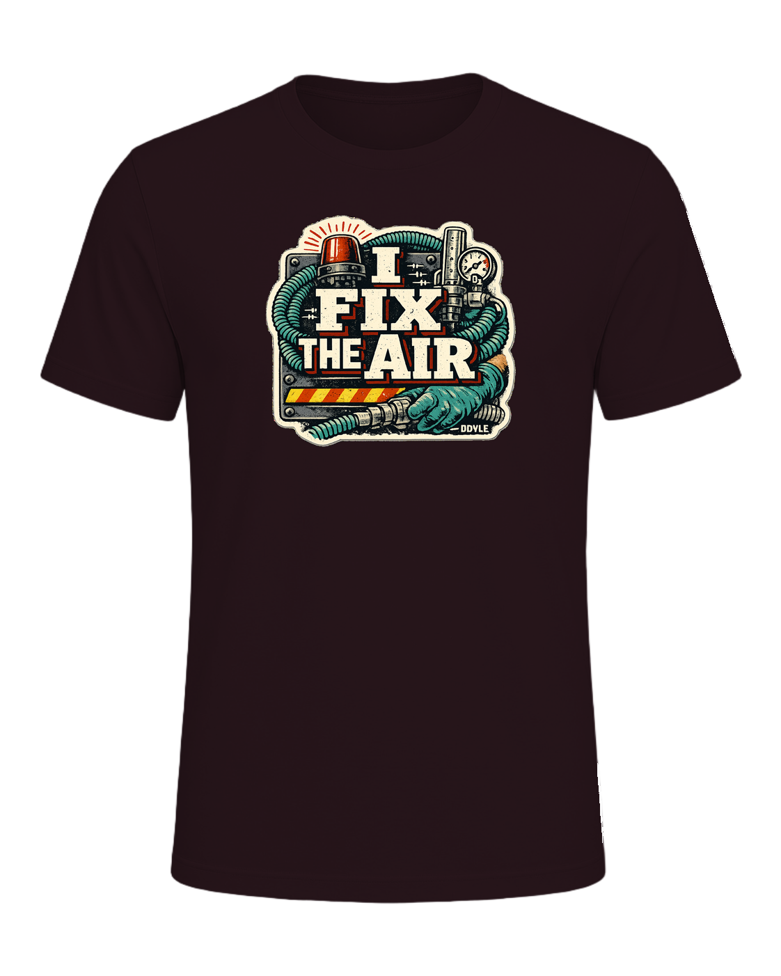 I Fix The Air Tee — Oxblood Black