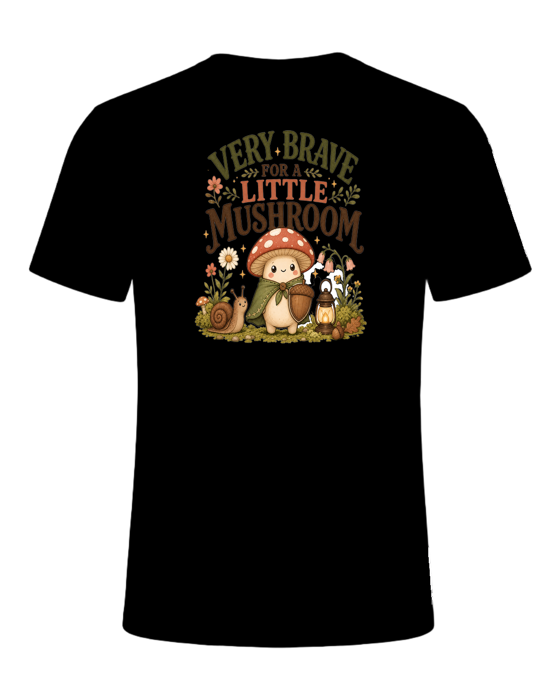 VERY BRAVE FOR A LITTLE MUSHROOM — Black