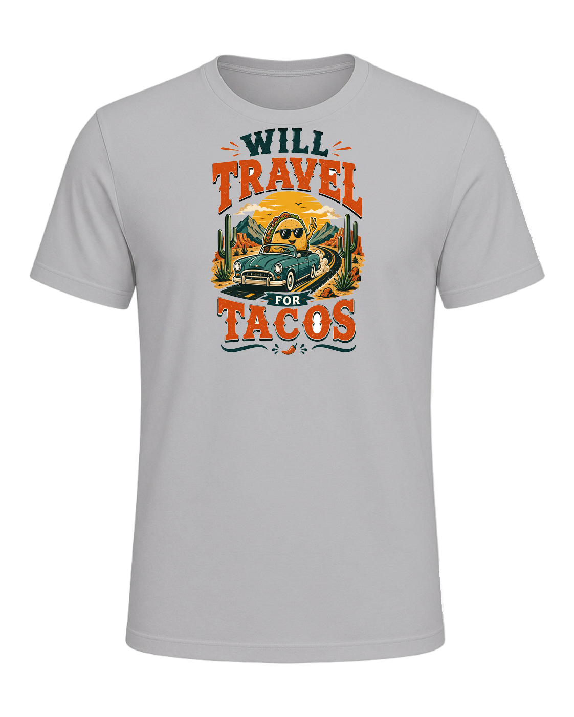 WILL TRAVEL FOR TACOS — Athletic Heather