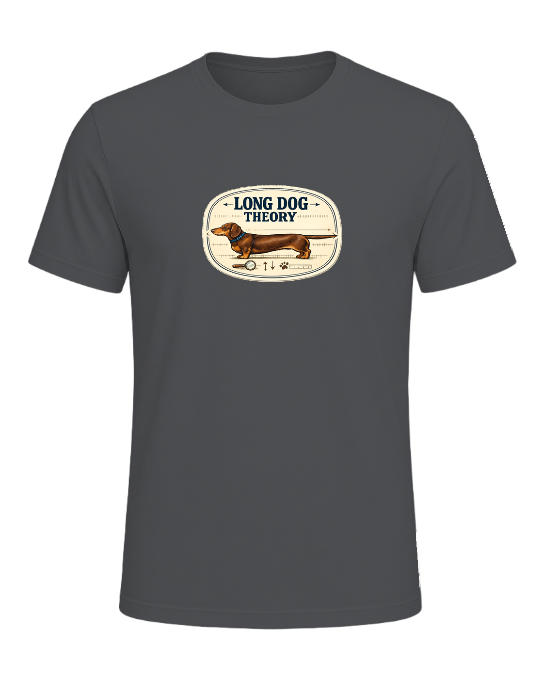A clever vintage field-note dachshund tee for believers in LONG DOG THEORY. — Asphalt