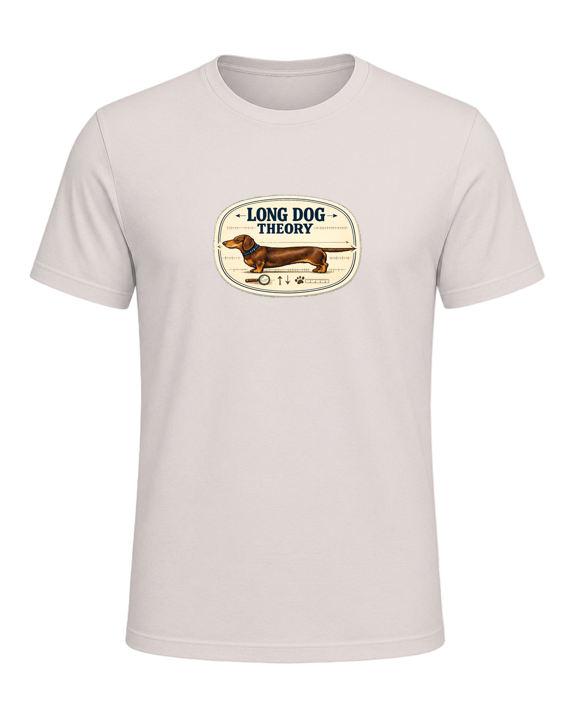 A clever vintage field-note dachshund tee for believers in LONG DOG THEORY. — Heather Dust