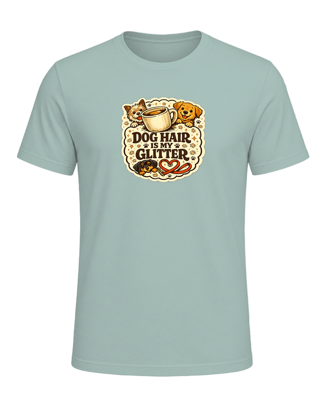 A cozy funny dog mom tee for anyone who treats pet hair like part of the outfit. — Dusty Blue