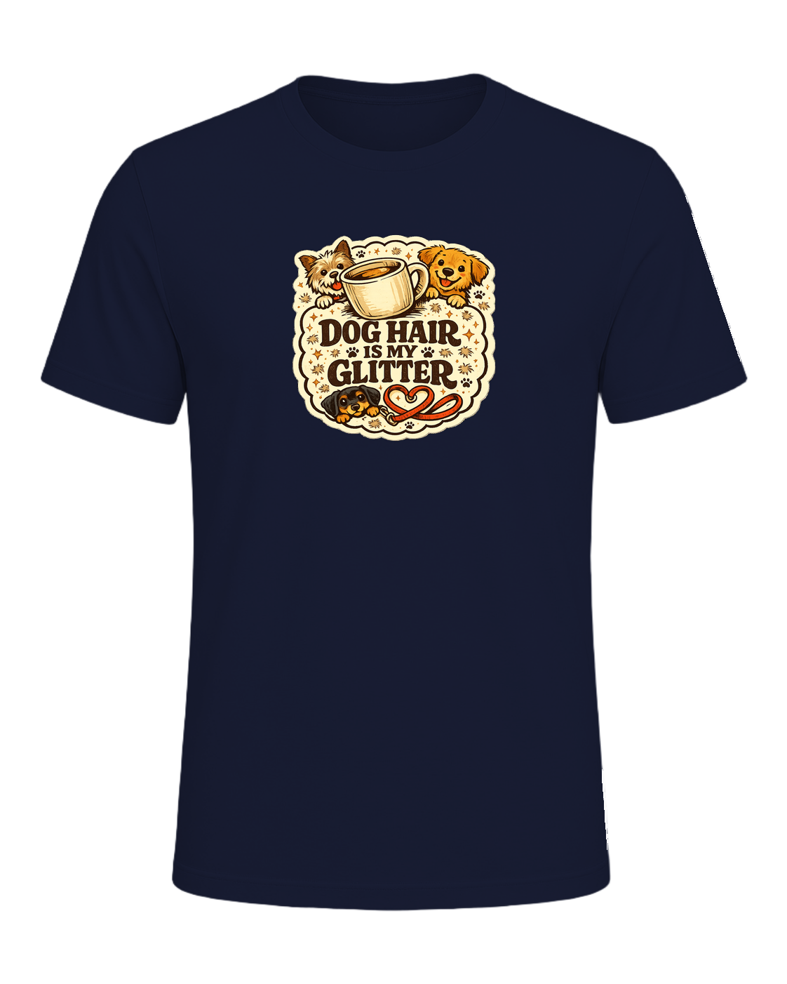 A cozy funny dog mom tee for anyone who treats pet hair like part of the outfit. — Navy