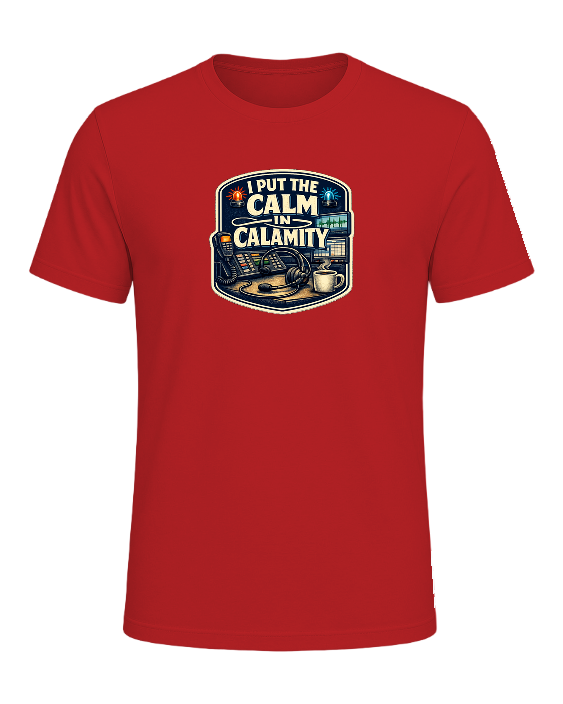 A funny 911 dispatcher tee for the calm voice in everyone else’s emergency. — Red