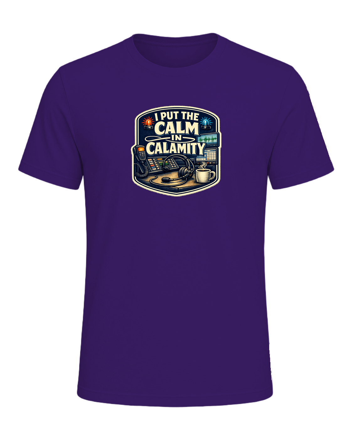 A funny 911 dispatcher tee for the calm voice in everyone else’s emergency. — Team Purple