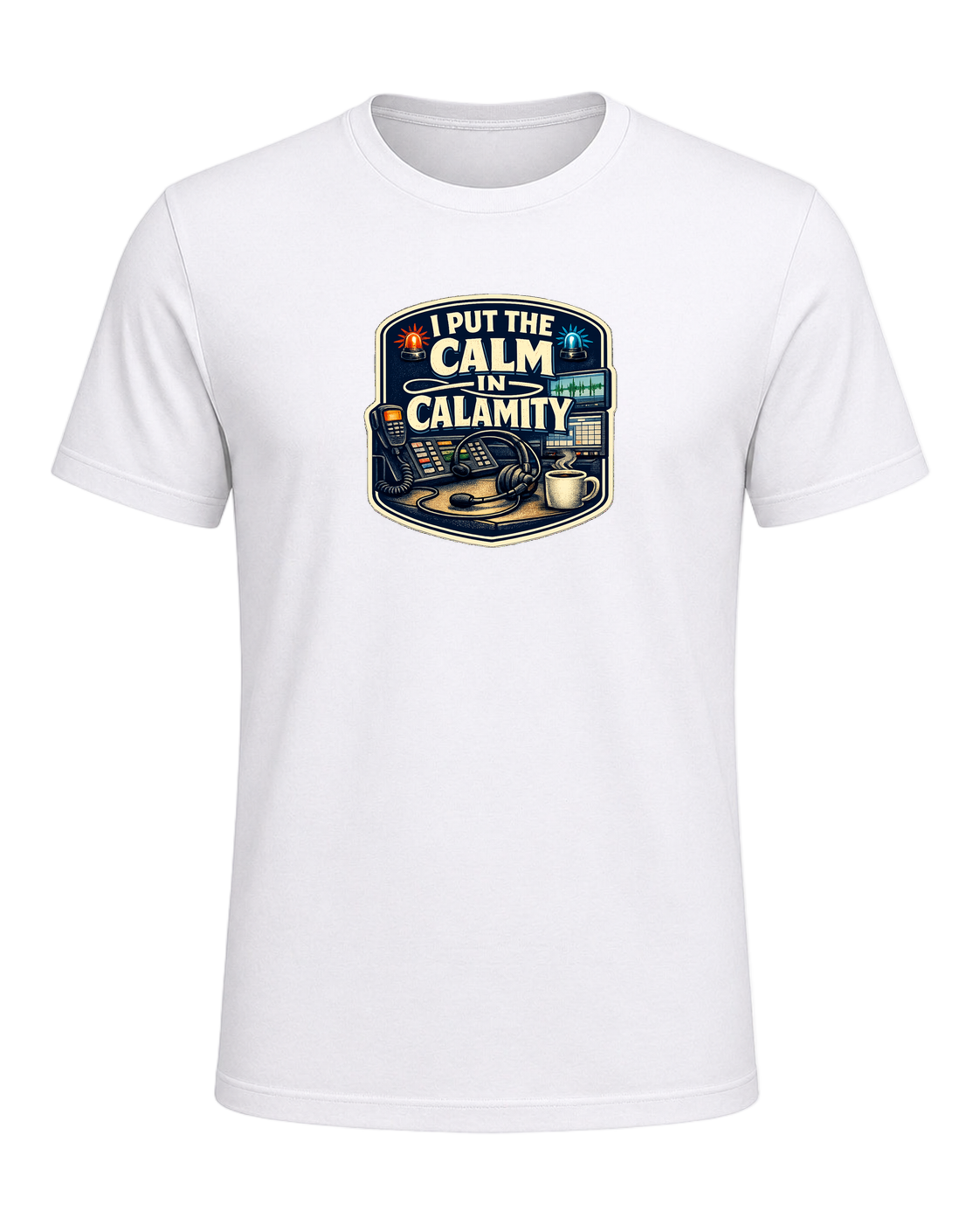 A funny 911 dispatcher tee for the calm voice in everyone else’s emergency. — White