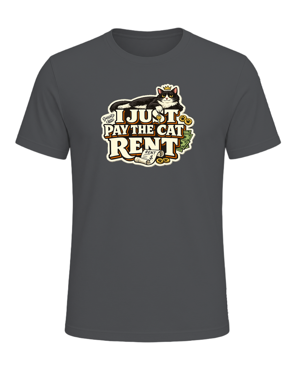 I Just Pay The Cat Rent Tee — Asphalt