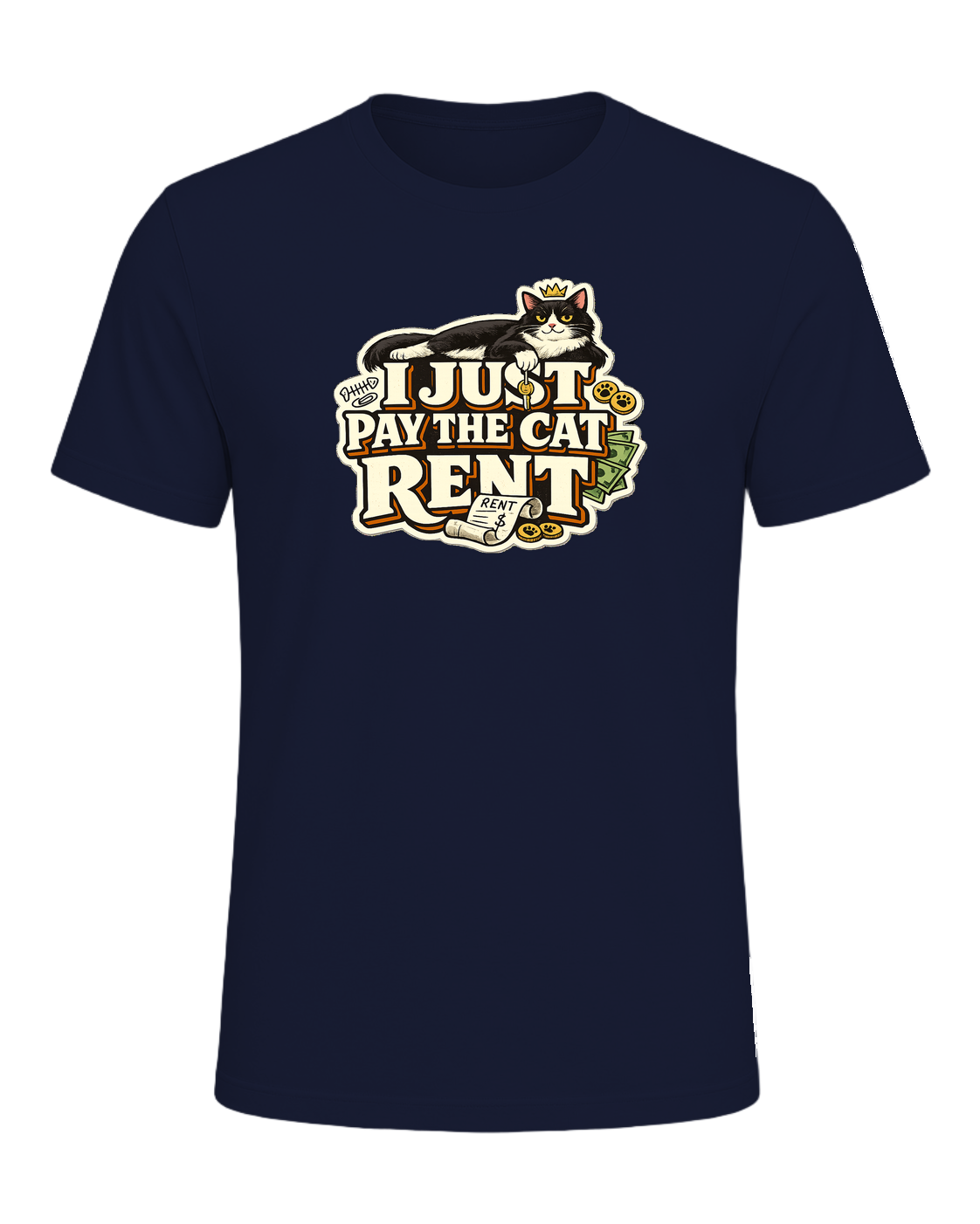 I Just Pay The Cat Rent Tee — Navy