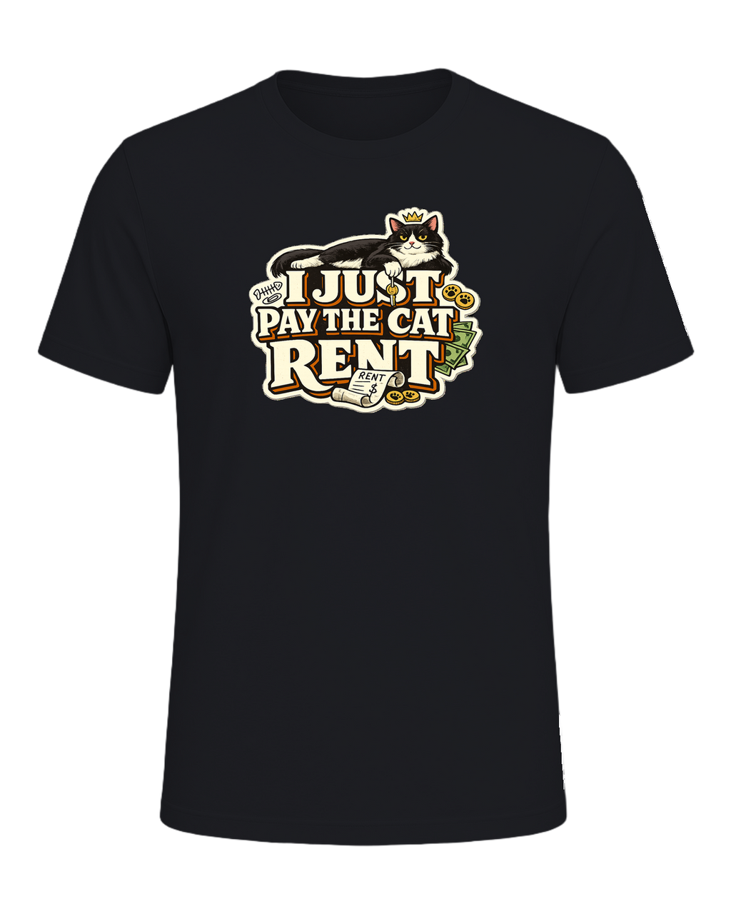 I Just Pay The Cat Rent Tee — Vintage Black