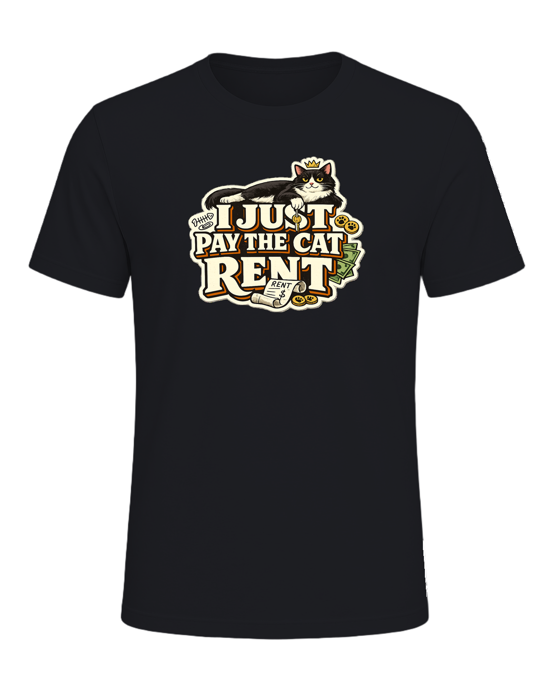 I Just Pay The Cat Rent Tee — Vintage Black