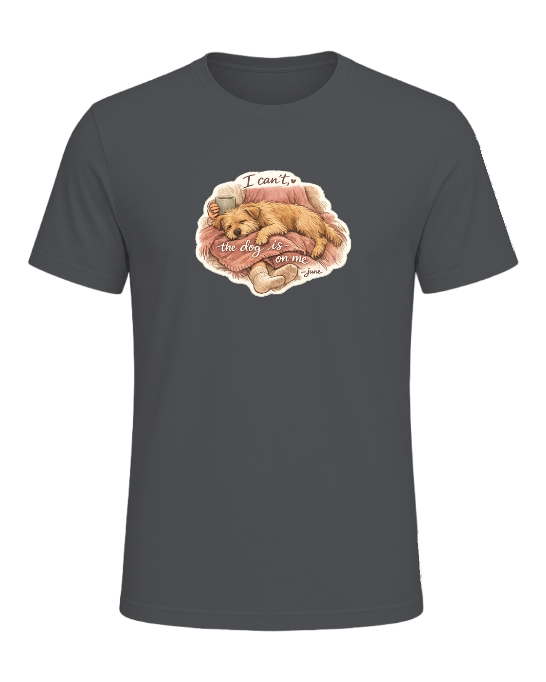 I Can't, The Dog Is On Me Tee — Asphalt