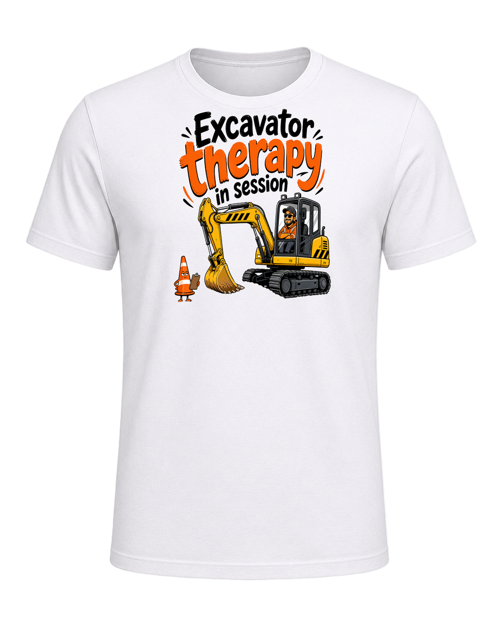 Excavator therapy in session — White