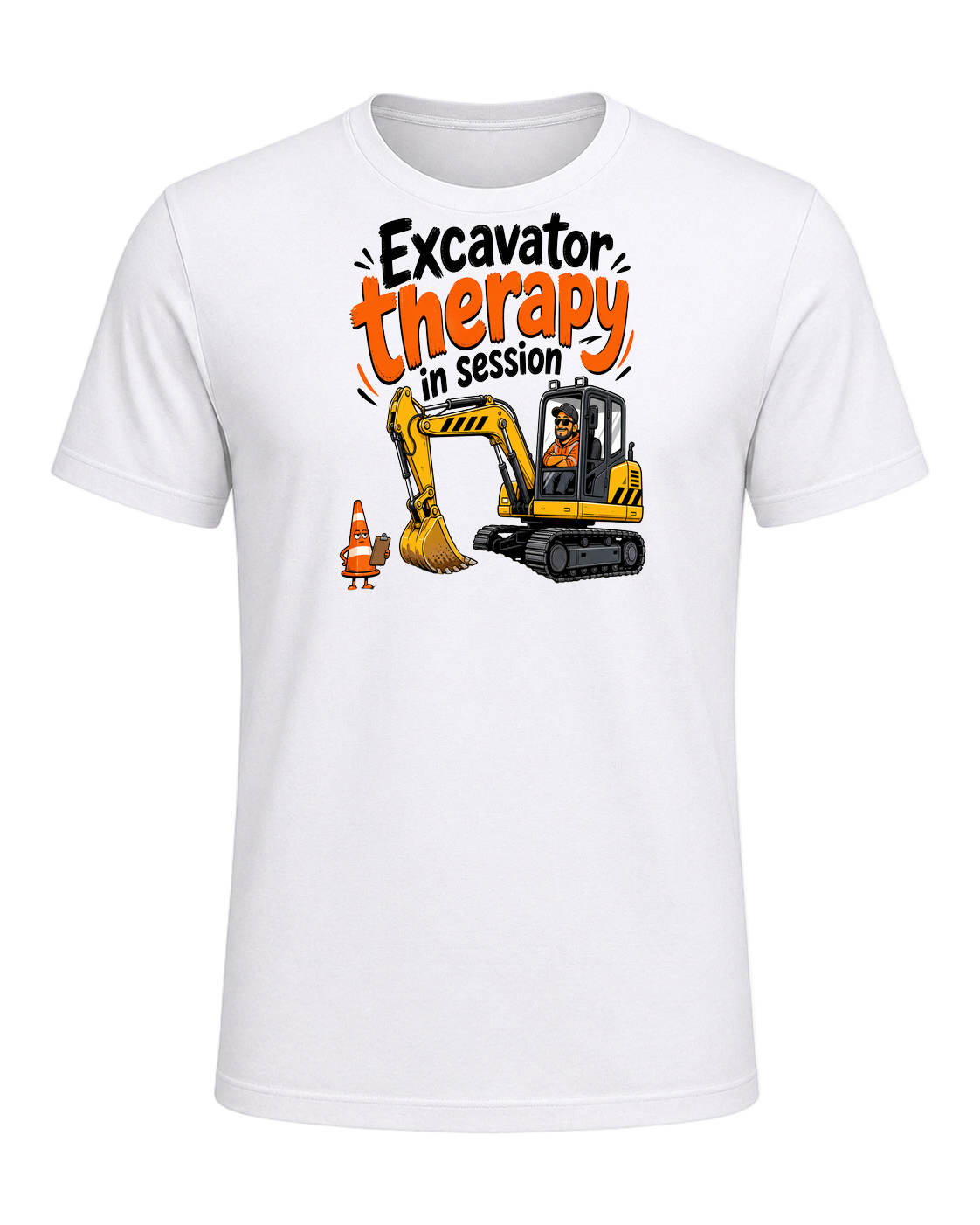 Excavator therapy in session — White