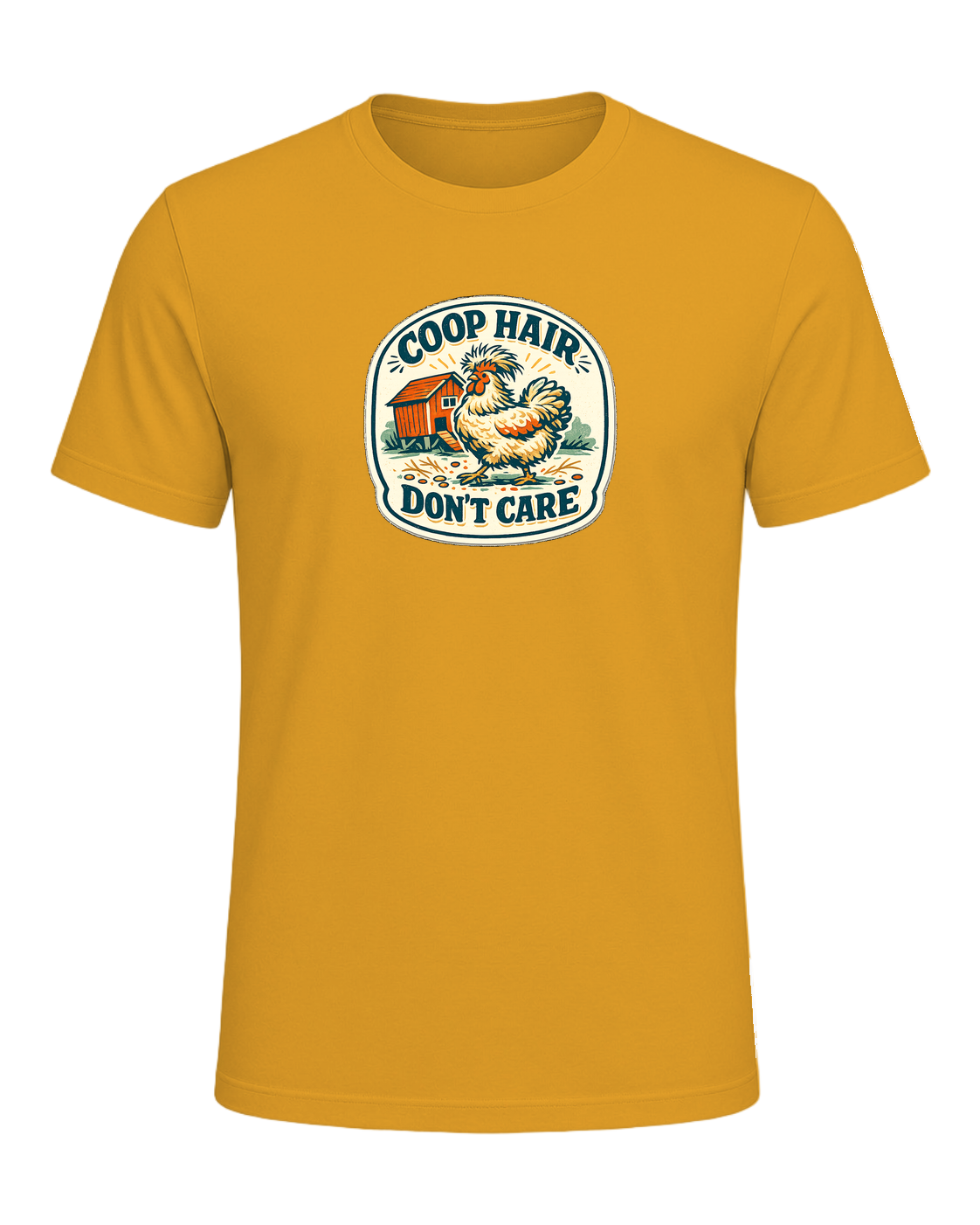 Coop Hair, Don’t Care Tee — Mustard