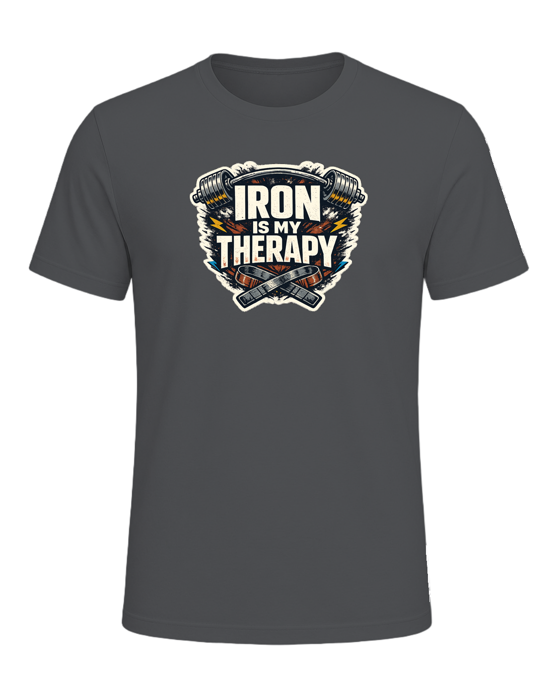 Iron Is My Therapy Tee — Asphalt