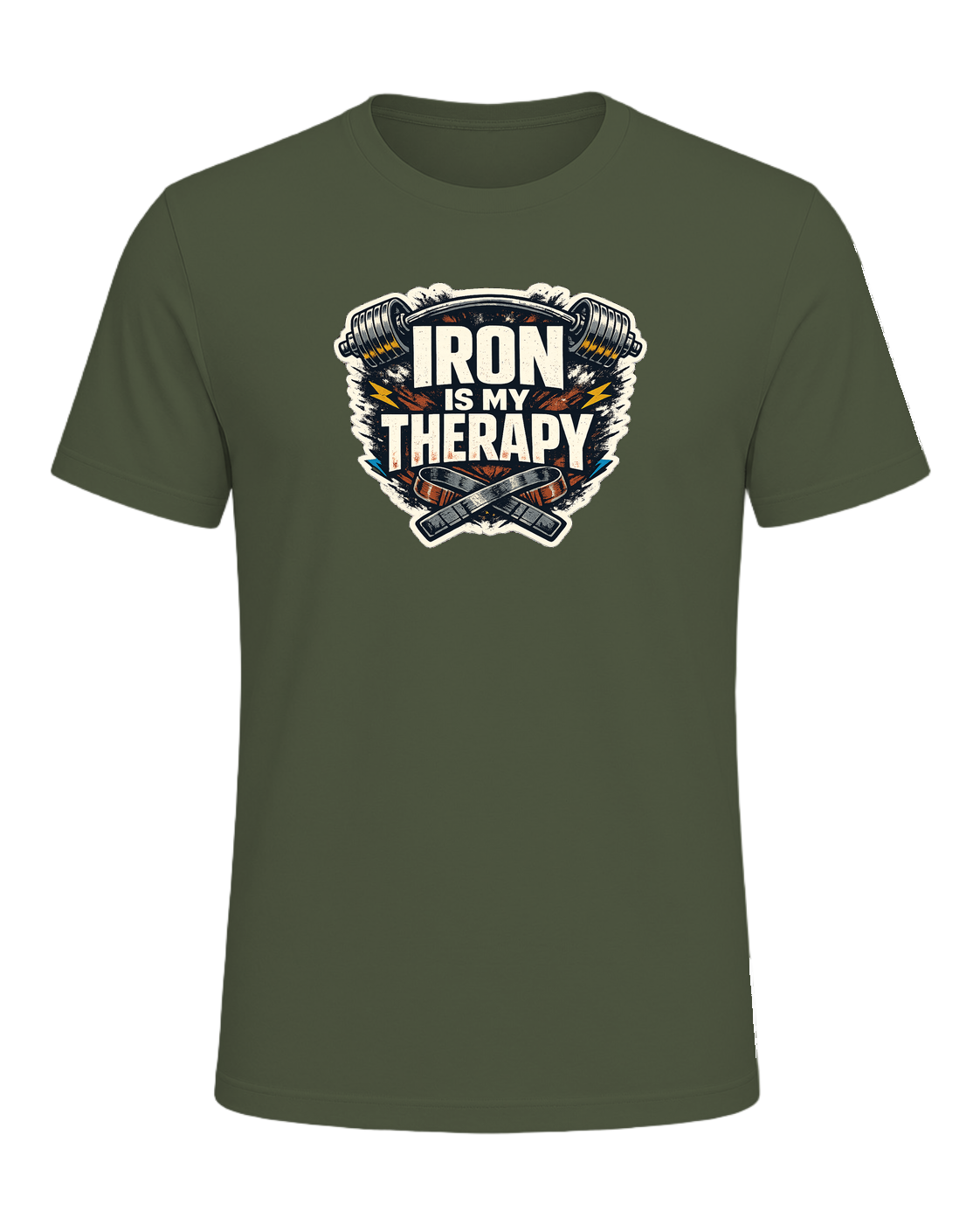 Iron Is My Therapy Tee — Military Green